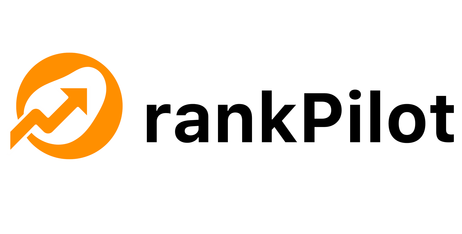 Das rankpilot-Logo ist orange und schwarz mit einem Pfeil in der Mitte.