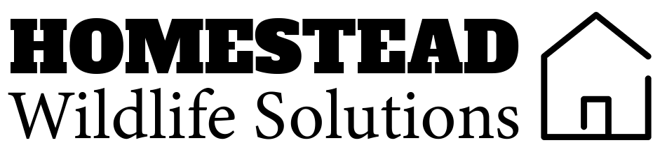 Logo for "Homestead Wildlife Solutions" with a house graphic.