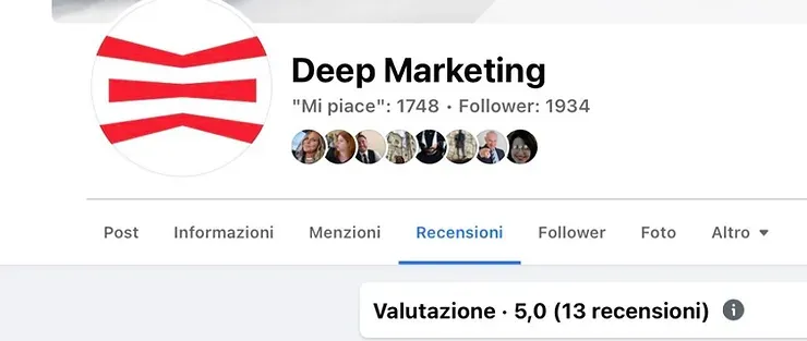 Una pagina Facebook con il nome deep marketing