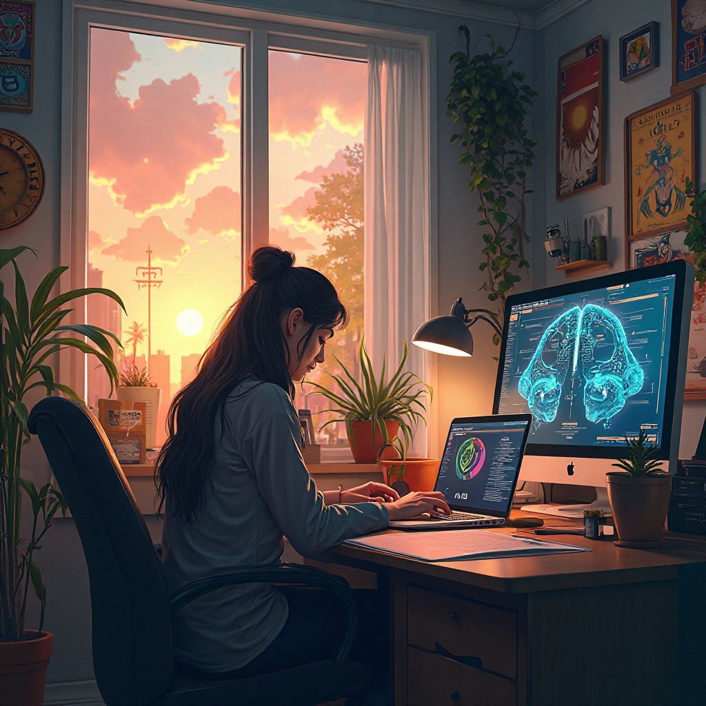 Ragazza che usa l'AI sul computer