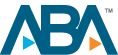 The aba logo is blue and orange with a triangle in the middle.