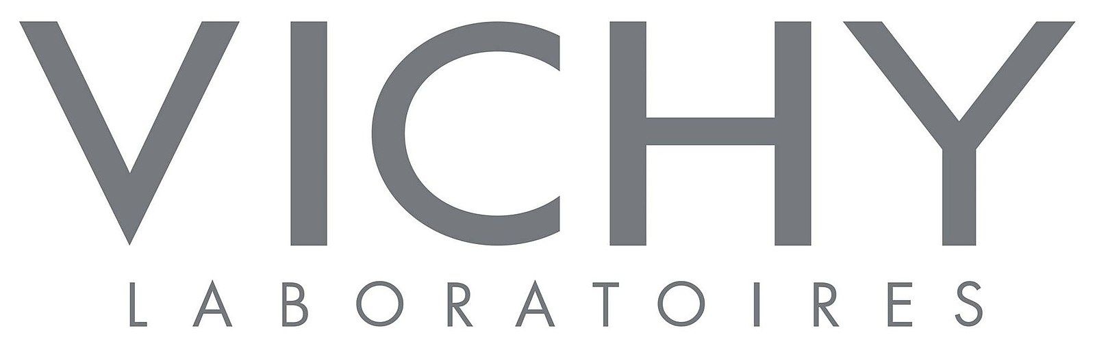 Logo von Vichy Laboratories in grauer Schrift auf weißem Hintergrund.