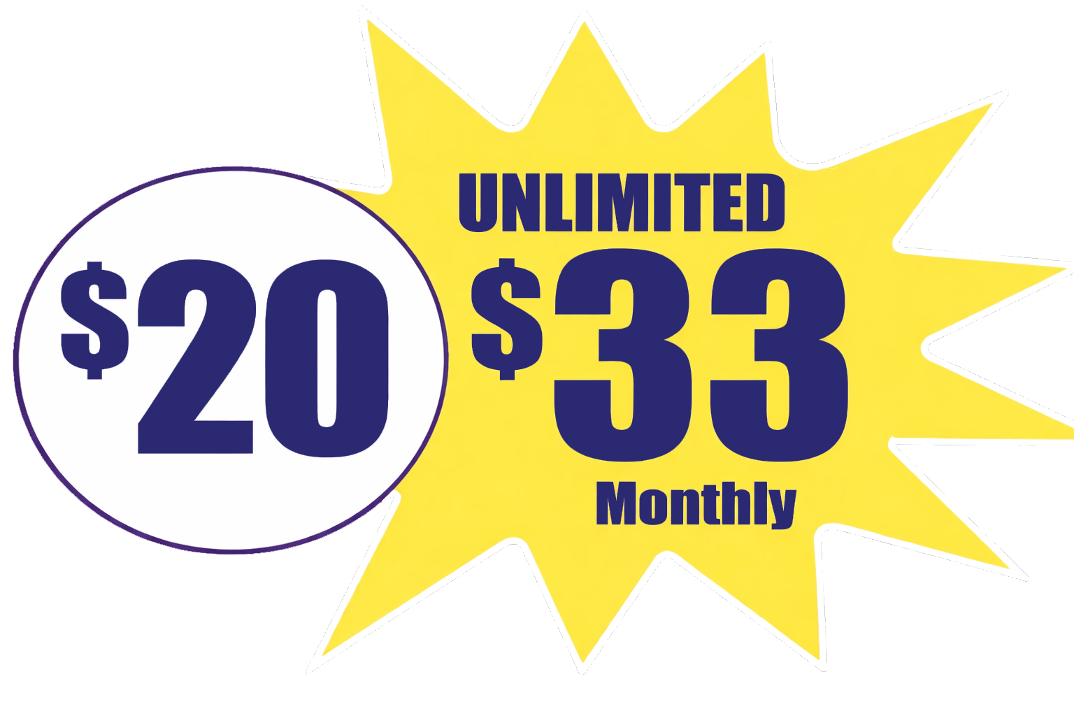 Pricing graphic: $20 in circle, $30 