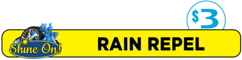 Yellow sign promoting Rain Repel for $3.