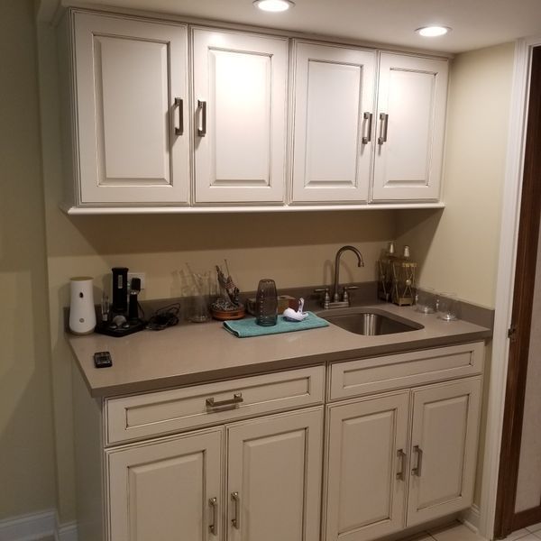 Kitchen with white cabinets