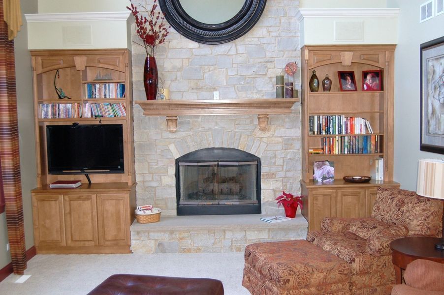 Living room with a fireplace
