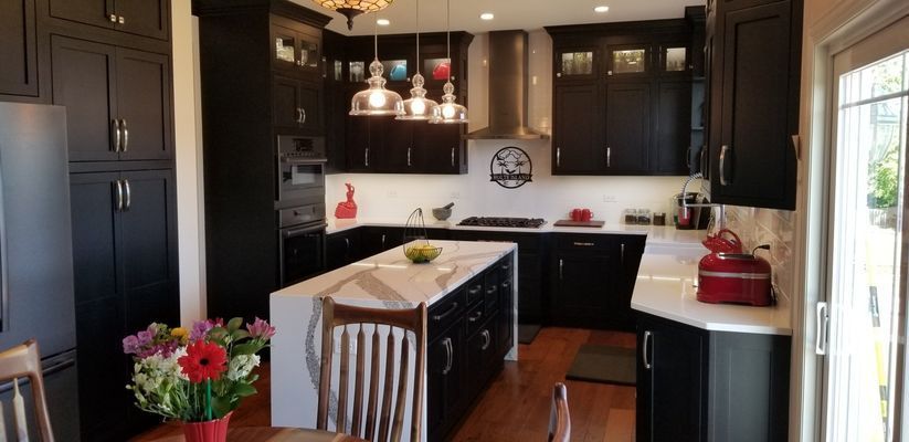 Black and white paint in cabinets