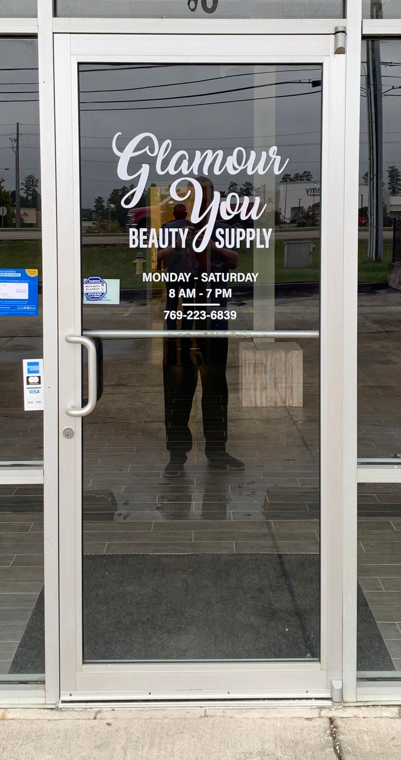 A glass front door to 