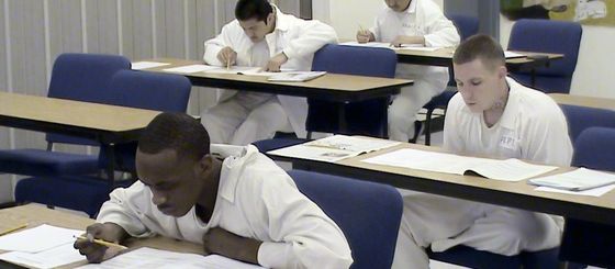 PTF inmates studying for re-entry test