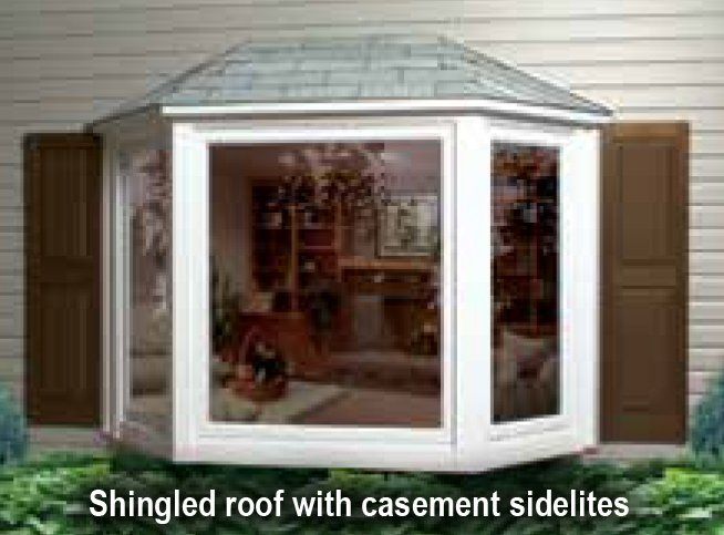 Bay window with white trim and grey shingle roofing Kenmore, NY