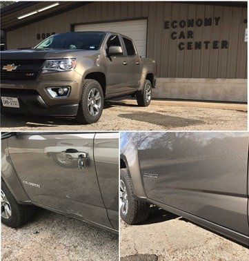 Before and after view of car restoration