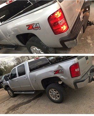 Before and after view of car restoration