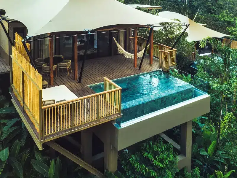 Nayara Tented Camp luxury suite with private plunge pool overlooking the Costa Rican rainforest near