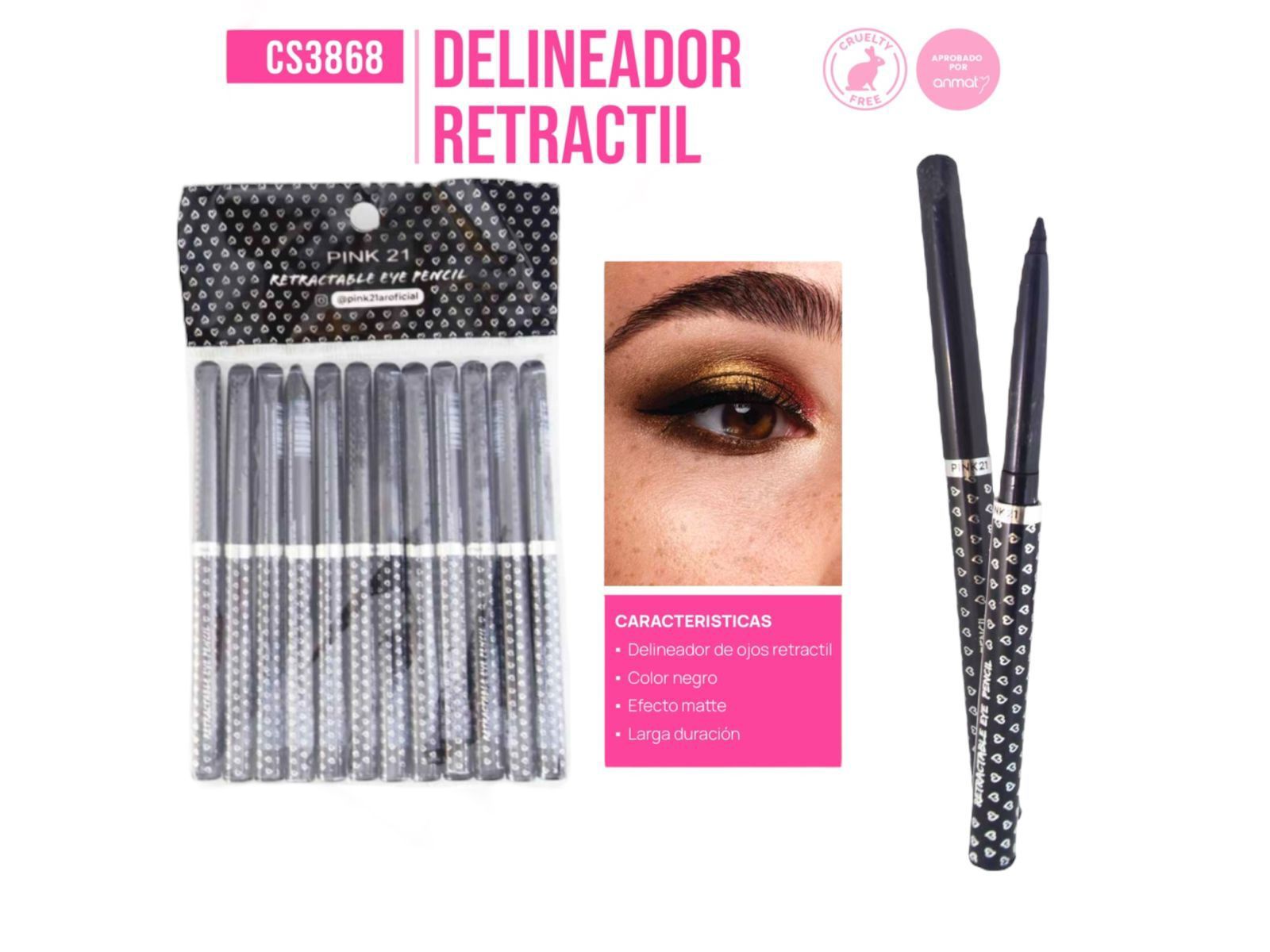 delineador retractril pink21