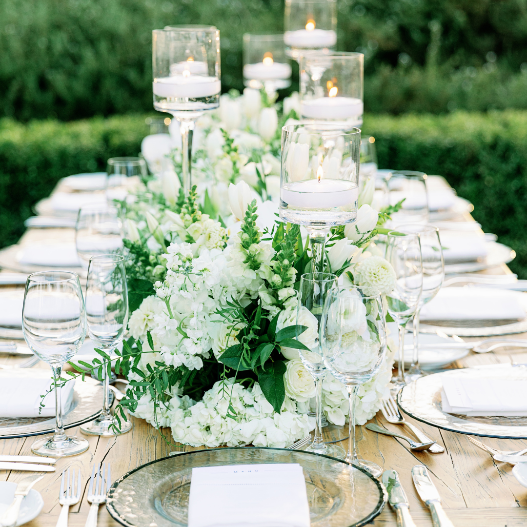 wedding reception florals and greenery