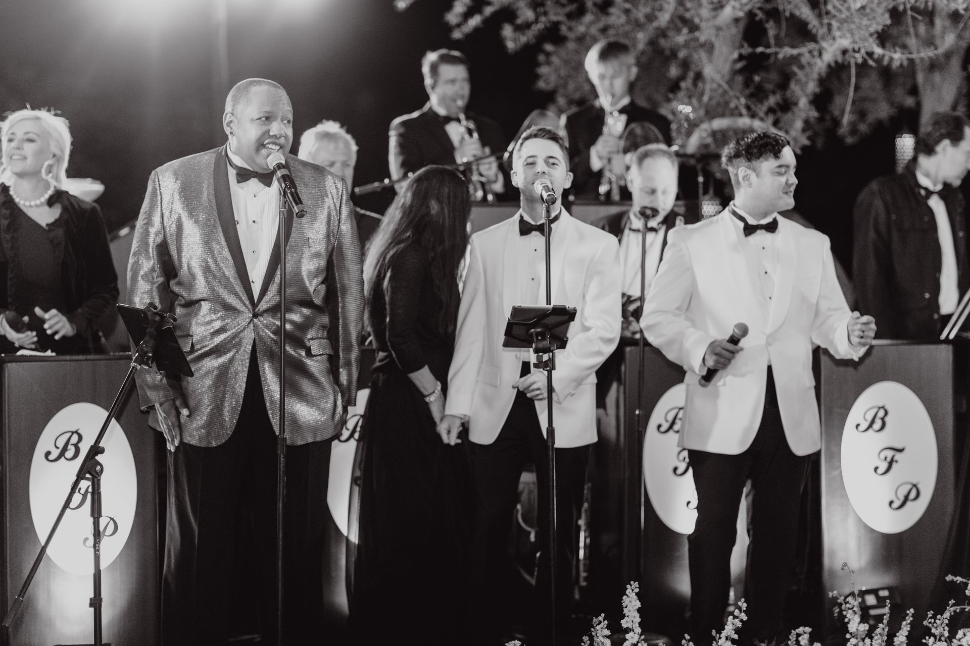 Black and white band reception details