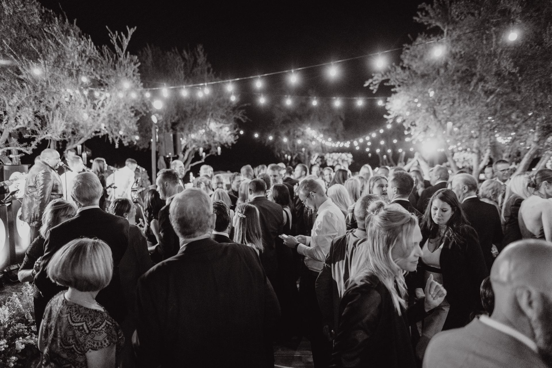 Crowd dancing at Bonnie Foster Productions wedding event