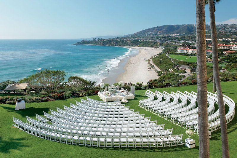 Wedding ceremony chairs at the Ritz Carlton overlooking the pacific ocean