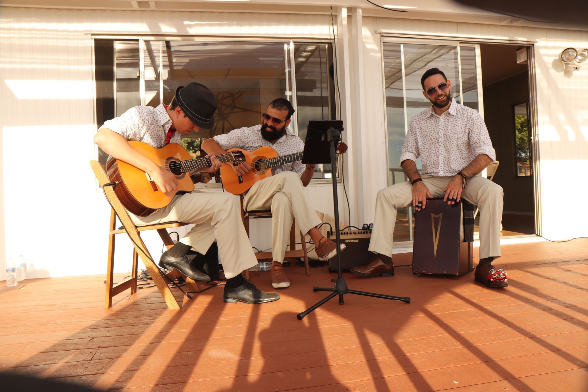 Latin trio performing at first outdoor private event