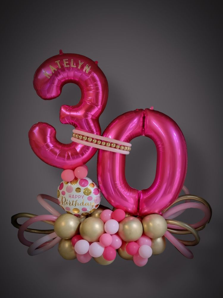 Balloons with the number 30 for Marquee arrangements