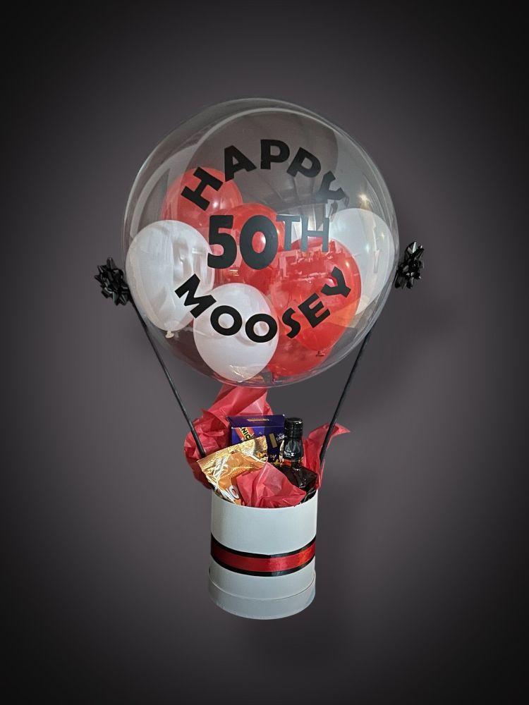 A hot-air balloon celebrating a 40th birthday