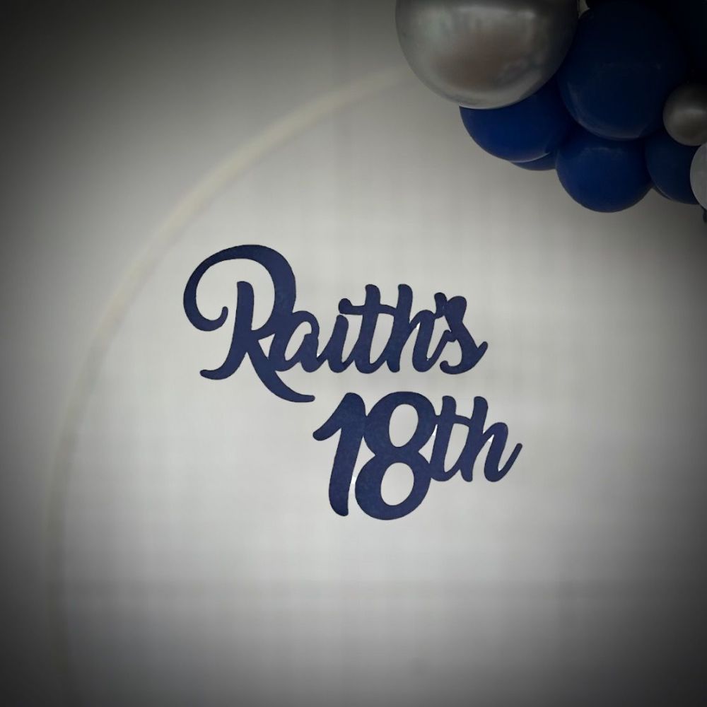 A Cardstock sign with balloons