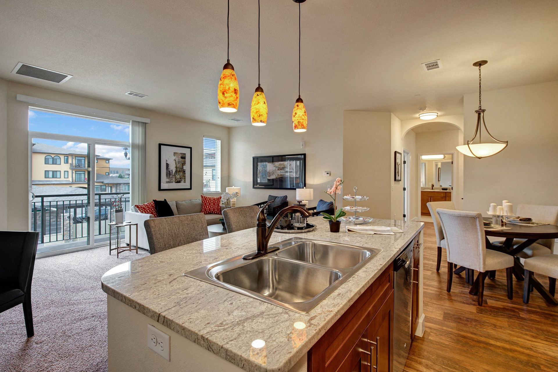 La Bella Vita Kitchen Living Dining Room View Apartments in Colorado Springs, CO