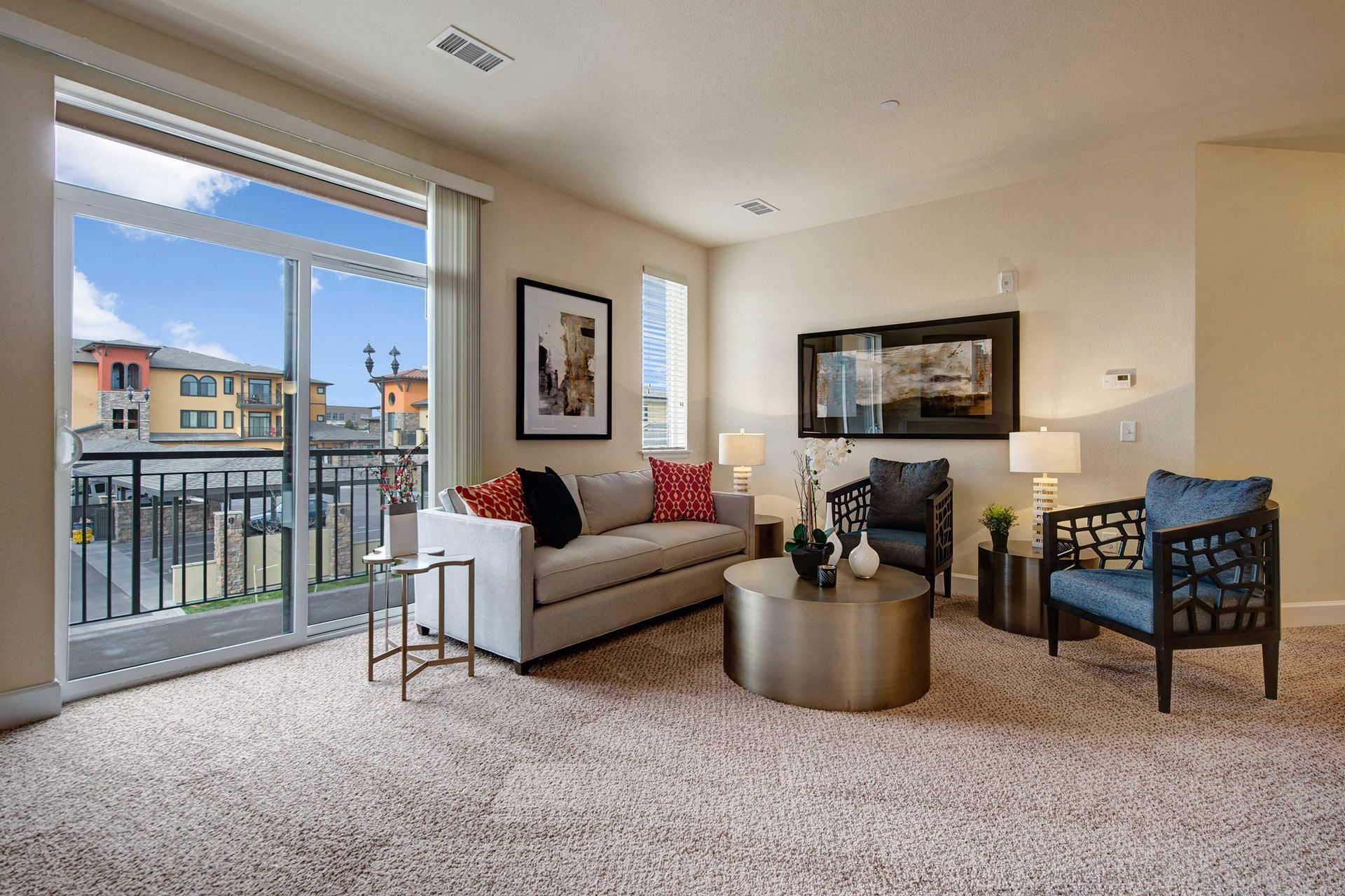 La Bella Vita Living Room & Balcony Apartments in Colorado Springs, CO