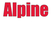 A red and black logo for alpine llc