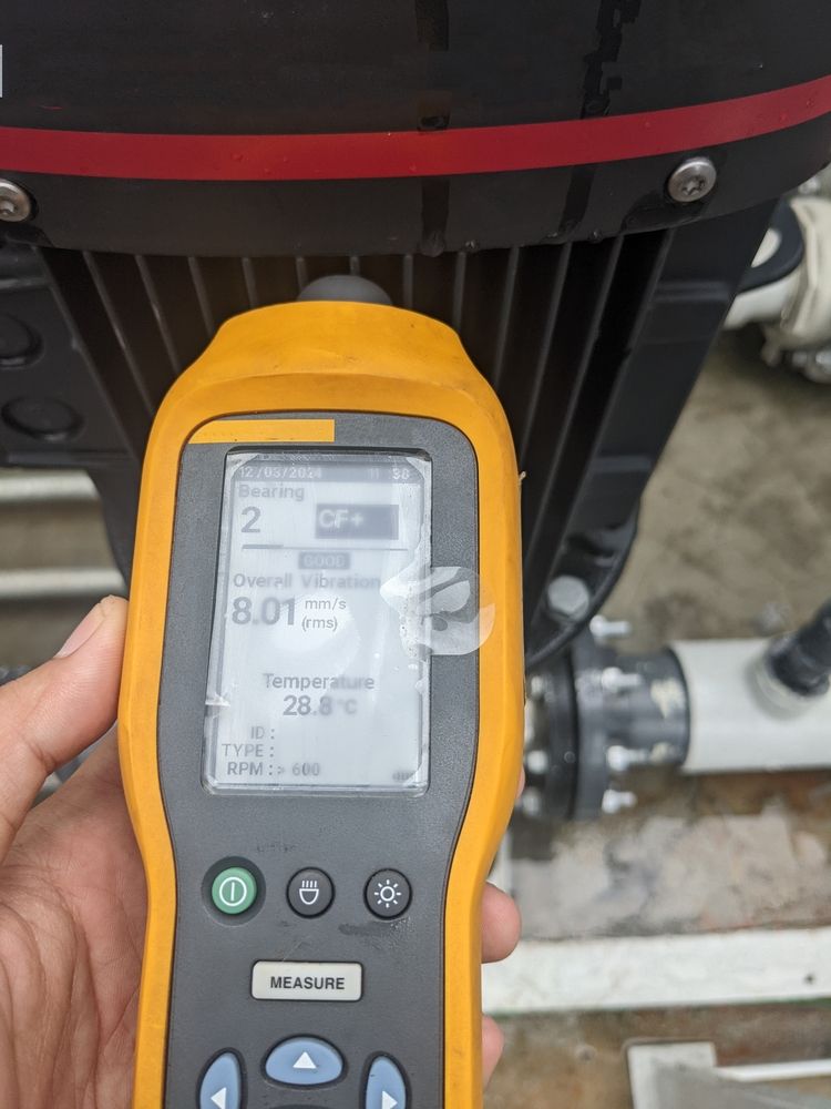 Vibration monitoring with handheld meter measuring equipment movement on construction site