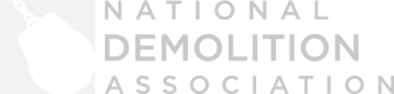 A logo for the national demolition association on a white background