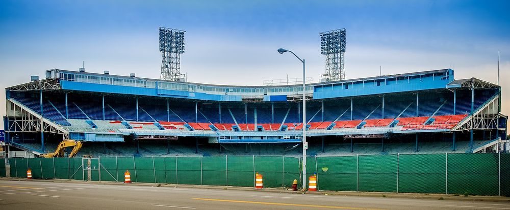 baseball field during demolition process