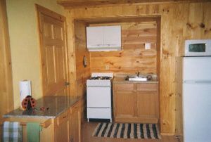 a small kitchen with a stove , sink , refrigerator and microwave .