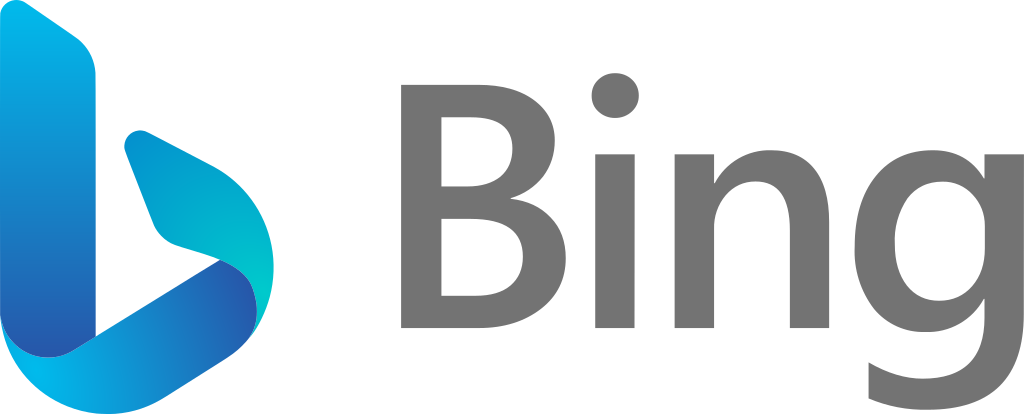 Bing logo: Blue and teal swirl icon next to the word 