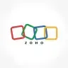 Zoho logo: Four overlapping colorful squares with 