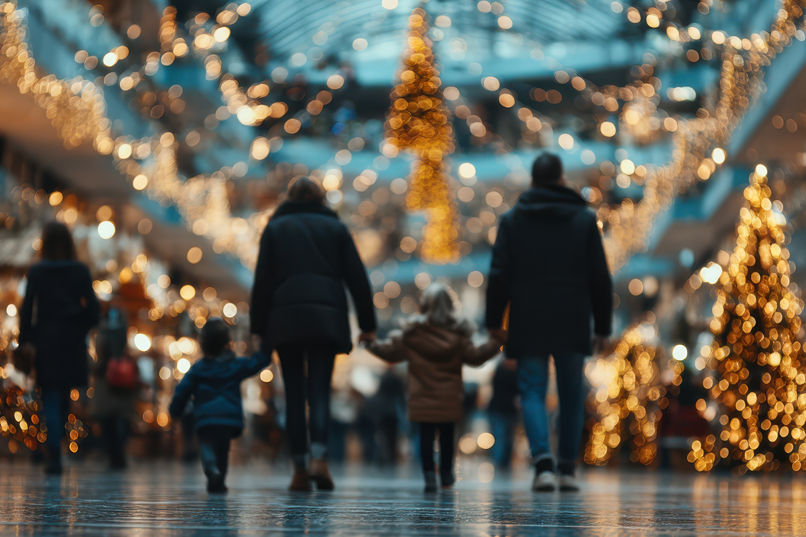 Family enjoying community holiday activities in Winston-Salem