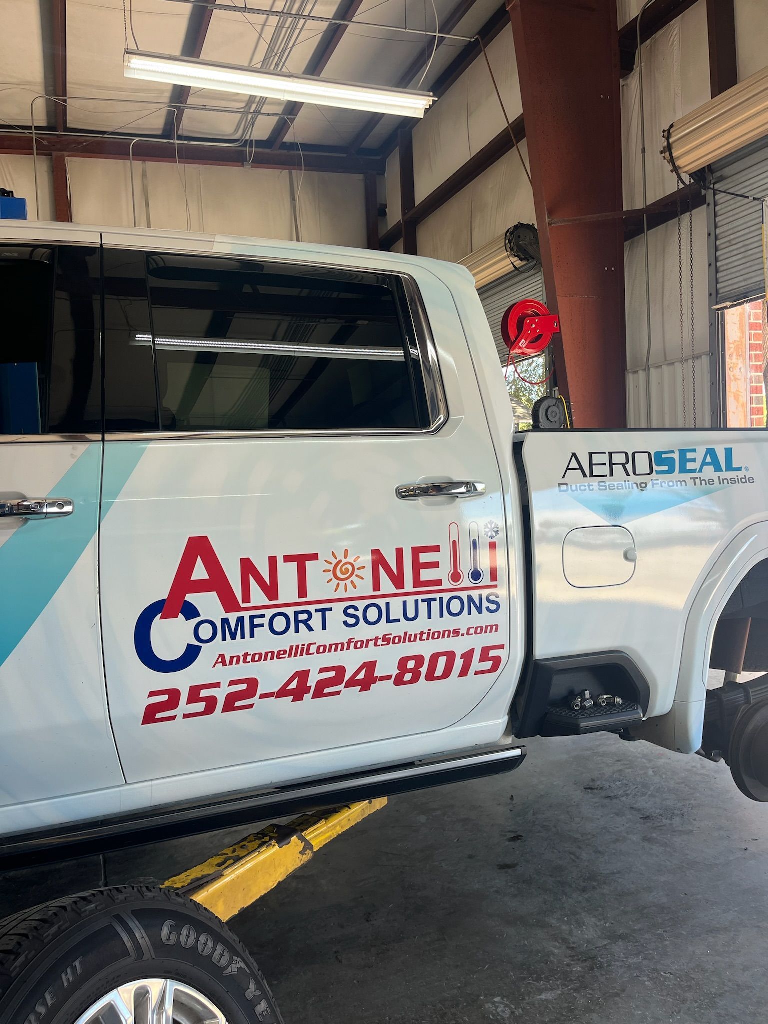 Commercial HVAC Truck Being Repaired at Beachview Auto Service