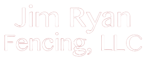 Logo for Jim Ryan Fencing, LLC, featuring light brown outlined text on white background.