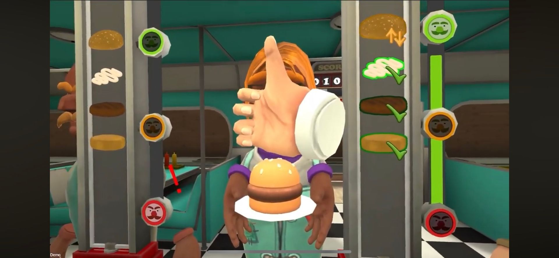 A person is making a hamburger in a video game.