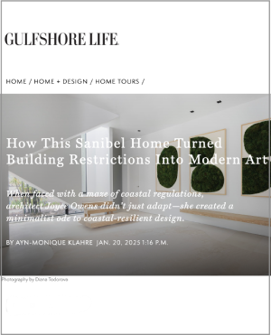 A gulfshore life article about how this sanibel home turned building restrictions into modern art