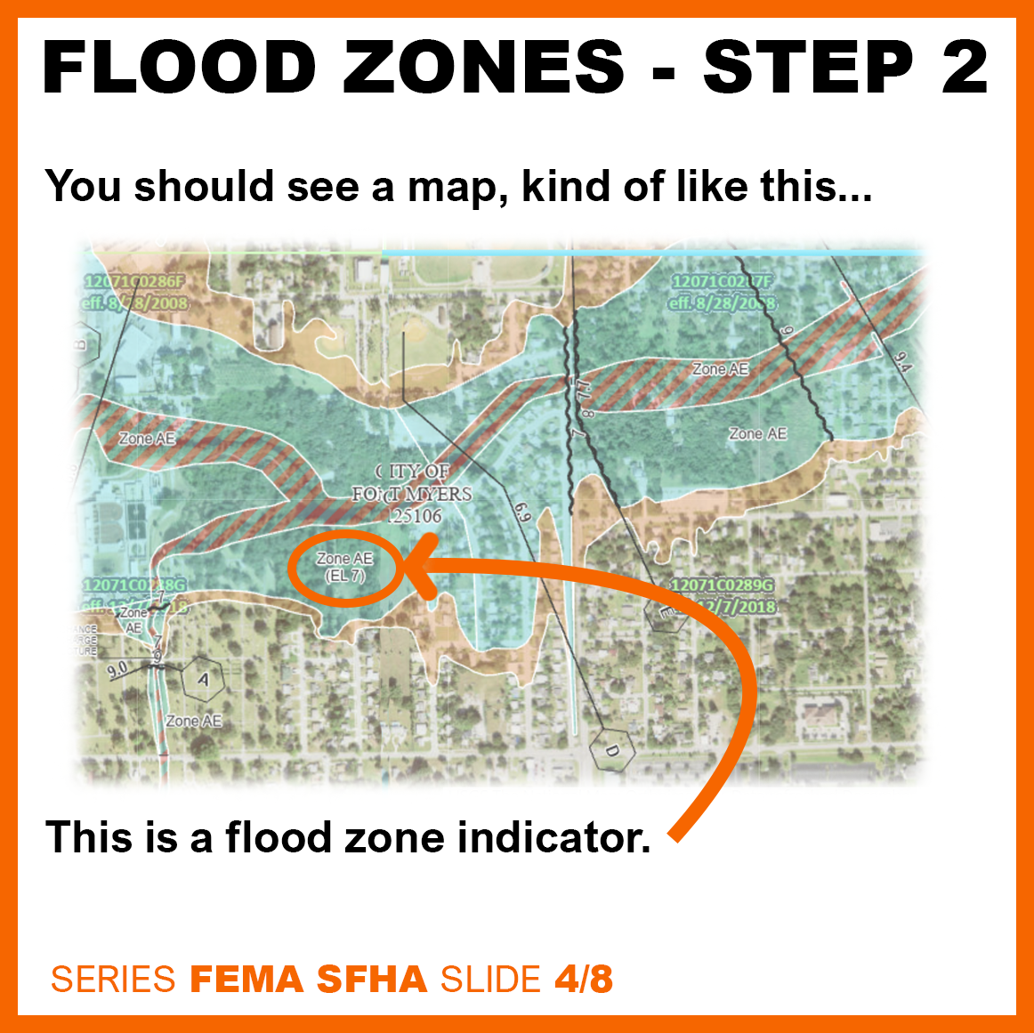 A flood zone indicator is shown on a map.