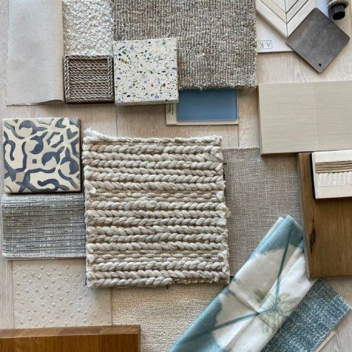There are many different types of carpets and tiles on the table.