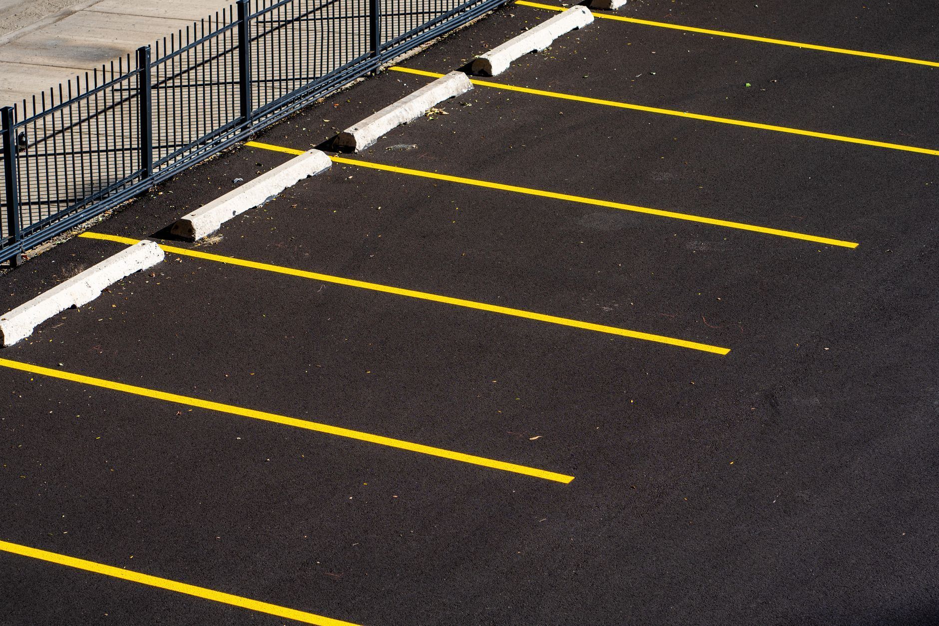 Freshly paved parking lot