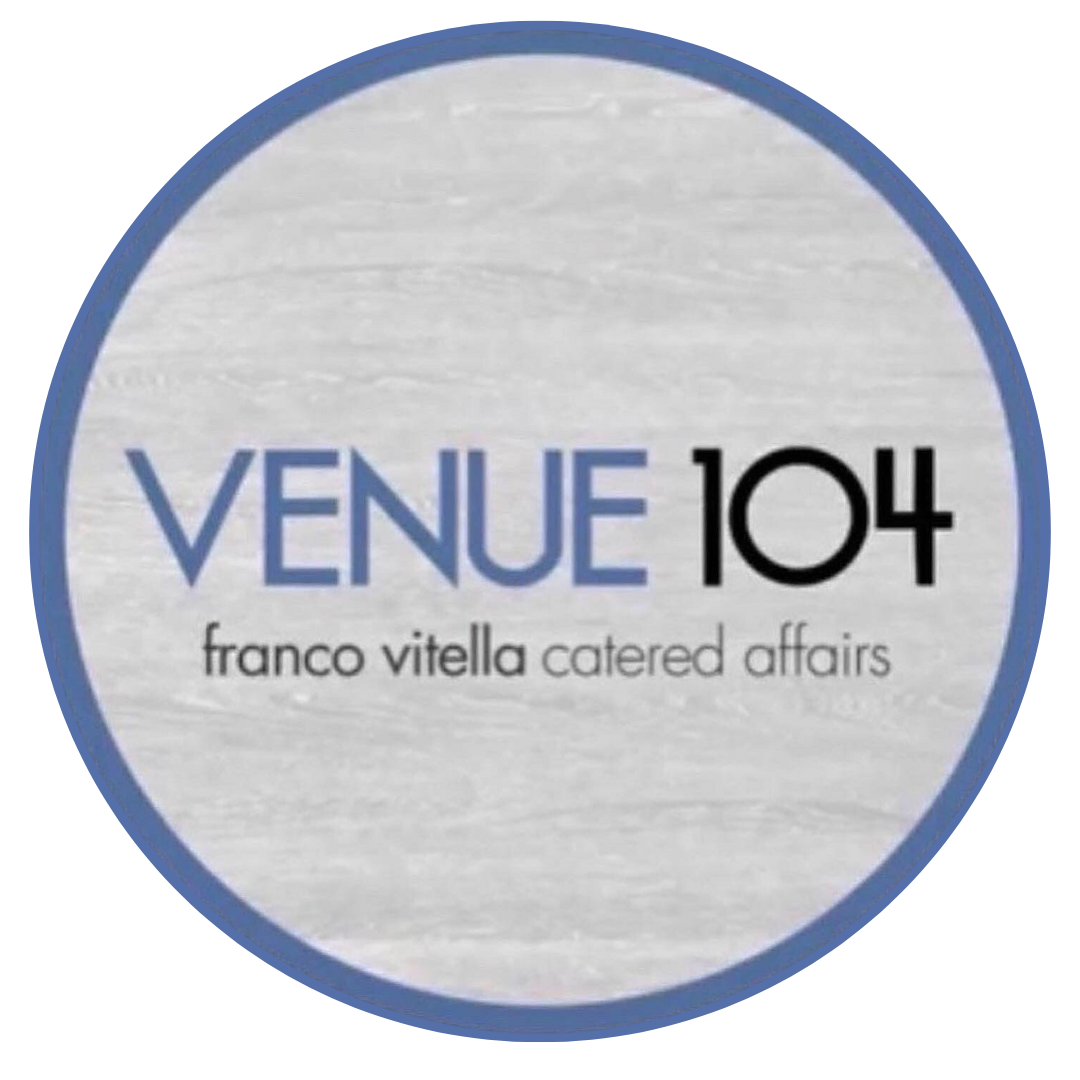 A logo for venue 104 franco vitella catered affairs