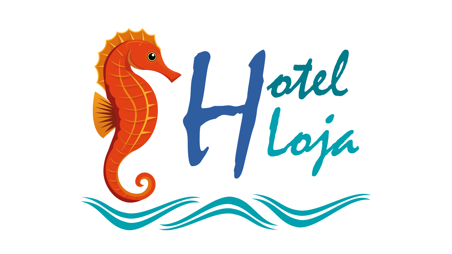 El logo del hotel Loja tiene un caballito de mar.