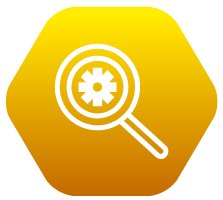 An icon of a magnifying glass with a star in the middle.