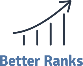 The logo for better ranks shows a graph with an arrow going up.