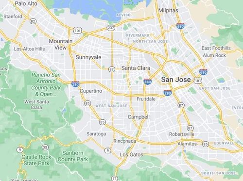 a map of san jose is shown on google maps .
