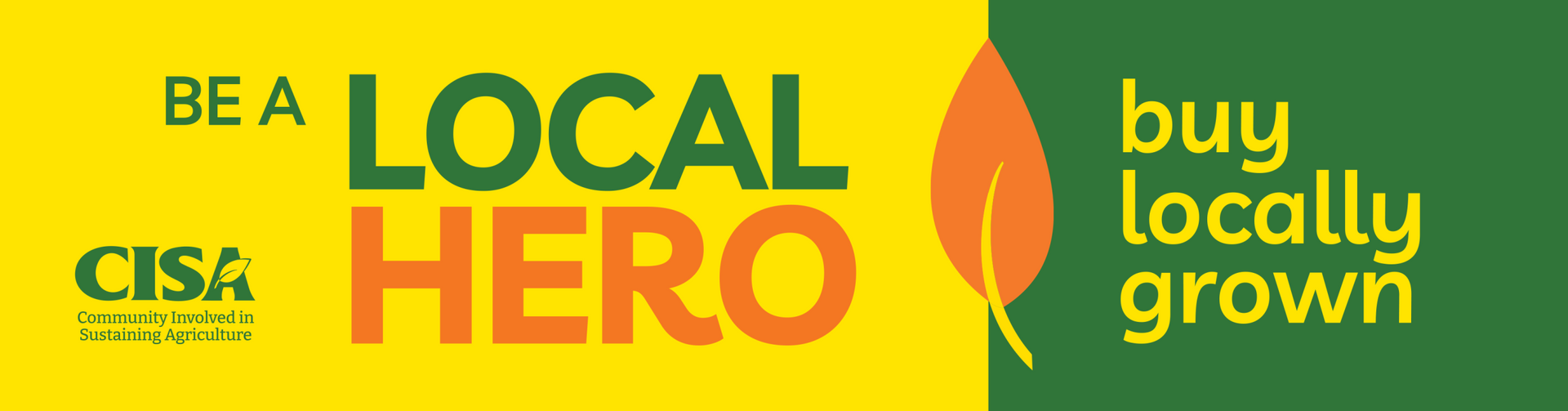 Yellow and green graphic with text 