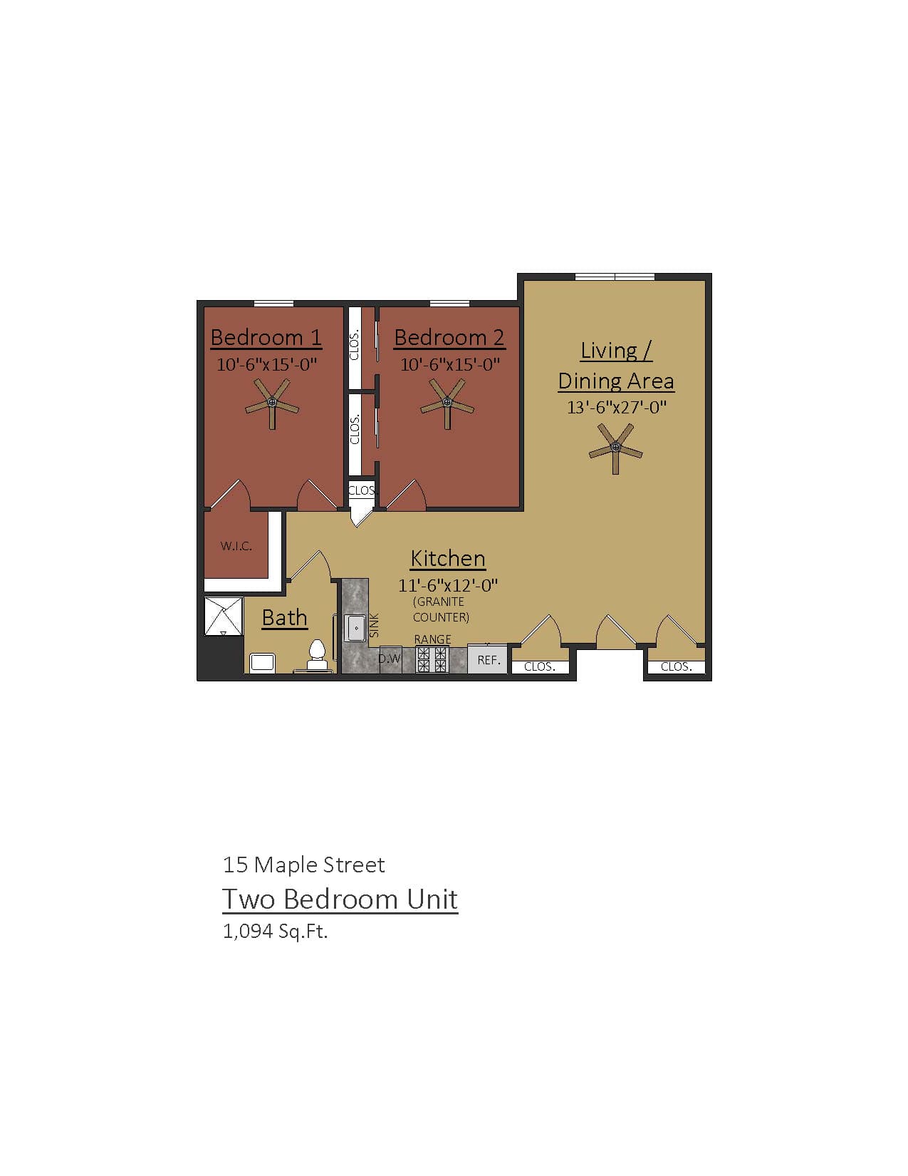 2 Bedroom - 1,094 Sq Ft